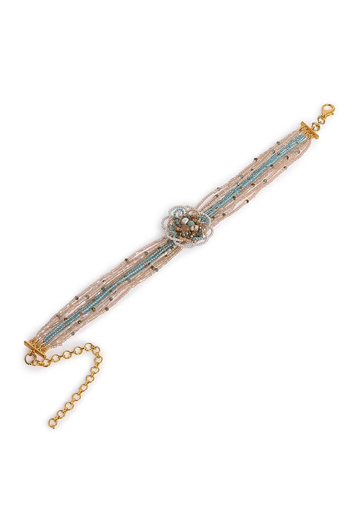 Gold Finish Multi-Colored Beaded Choker Necklace by House of D'oro at Pernia's Pop Up Shop