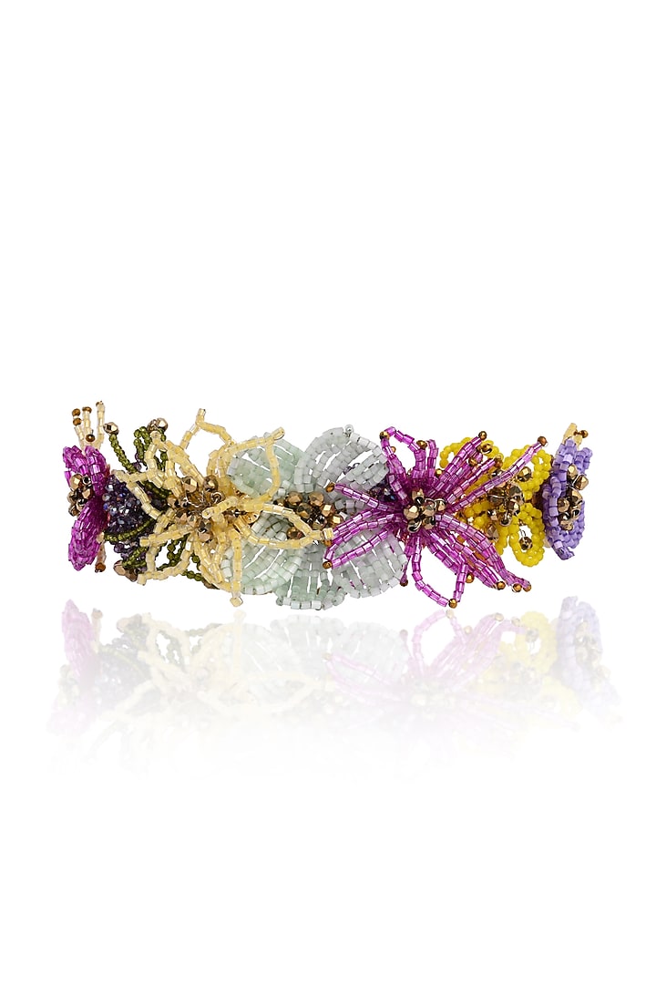 Gold Finish Multi-Colored Crystal Floral Choker Necklace by House of D'oro at Pernia's Pop Up Shop