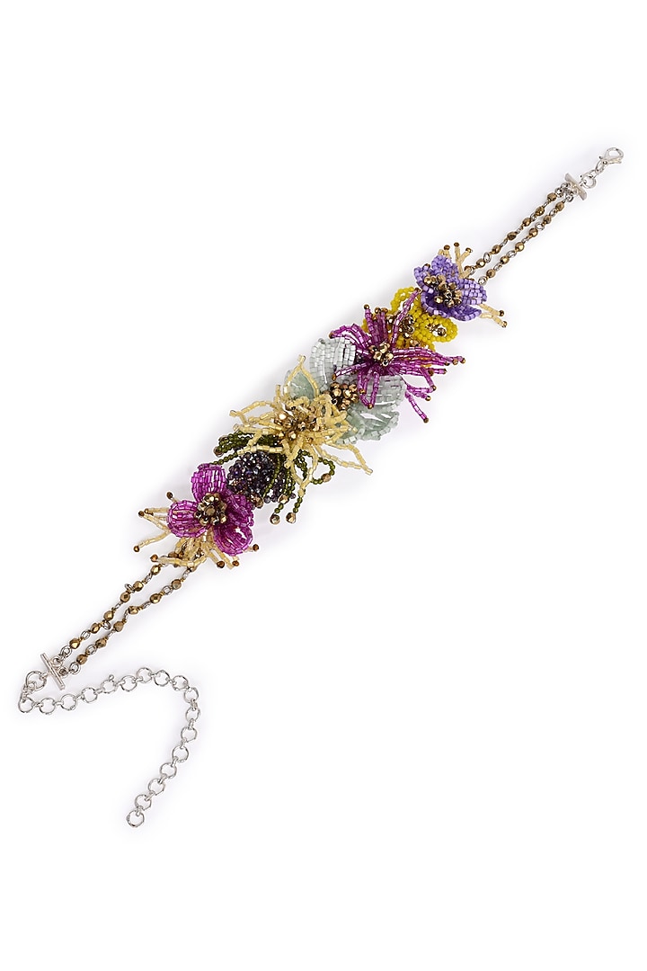 Gold Finish Multi-Colored Crystal Floral Choker Necklace by House of D'oro at Pernia's Pop Up Shop