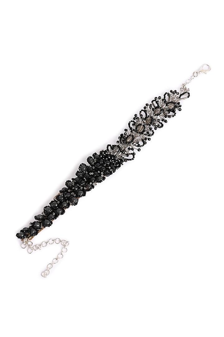 Gold Finish Black Quartz Floral Choker Necklace by House of D'oro at Pernia's Pop Up Shop