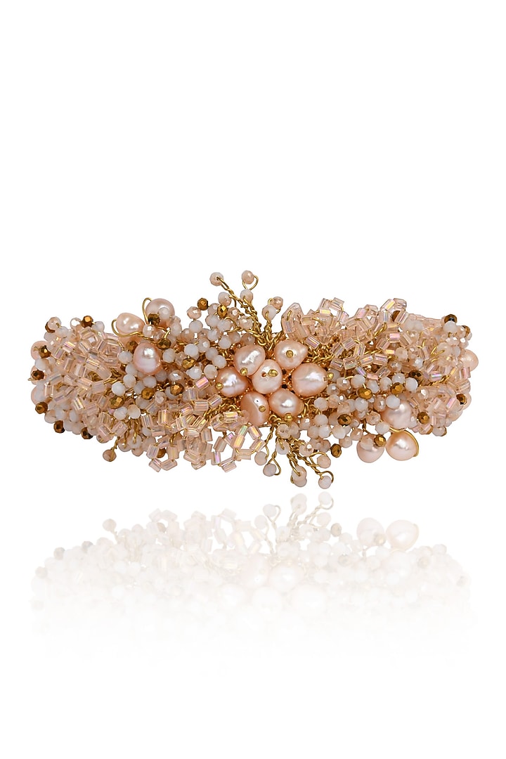Gold Finish Freshwater Pearl Floral Bracelet by House of D'oro at Pernia's Pop Up Shop