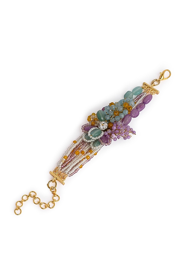 Gold Finish Multi-Colored Stone Bracelet by House of D'oro at Pernia's Pop Up Shop