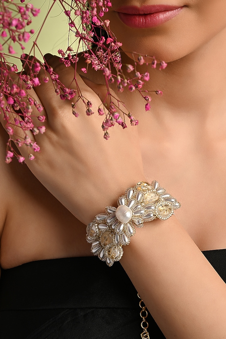 Gold Finish Freshwater Pearl Bracelet by House of D'oro at Pernia's Pop Up Shop