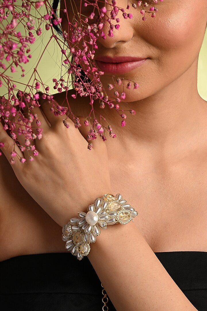 Gold Finish Freshwater Pearl Bracelet by House of D'oro at Pernia's Pop Up Shop
