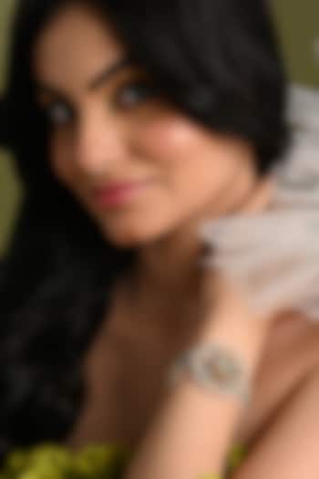 Gold Finish Multi-Colored Quartz & Pearl Floral Bracelet by House of D'oro at Pernia's Pop Up Shop