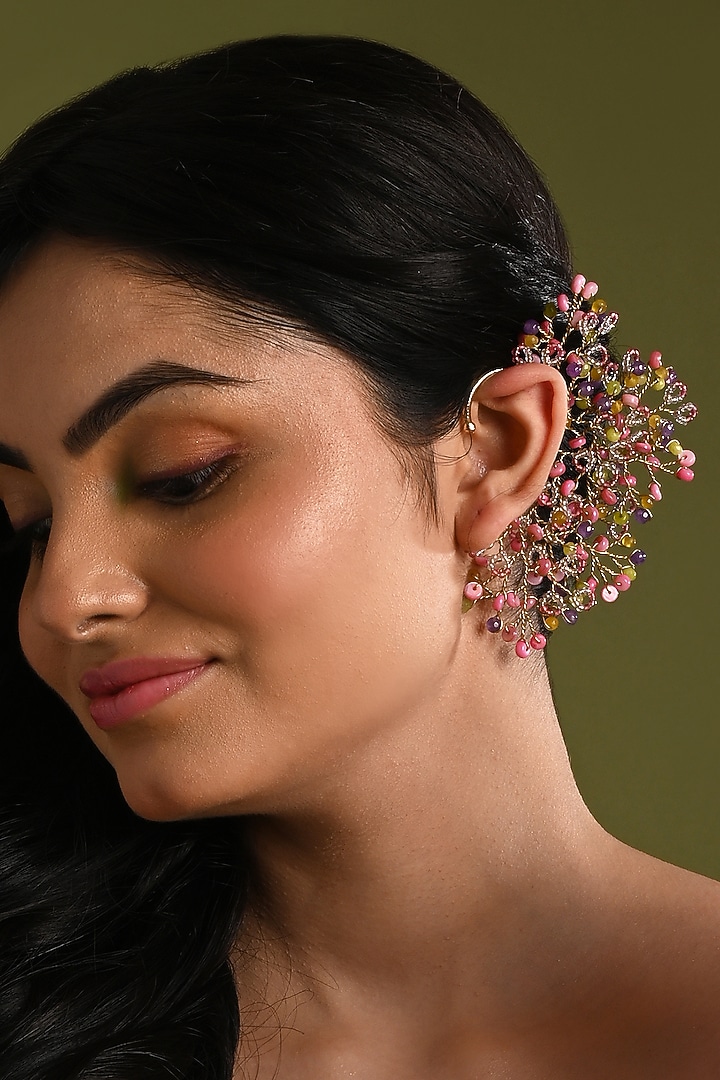 Gold Finish Mother Of Pearl Ear Cuff by House of D'oro at Pernia's Pop Up Shop