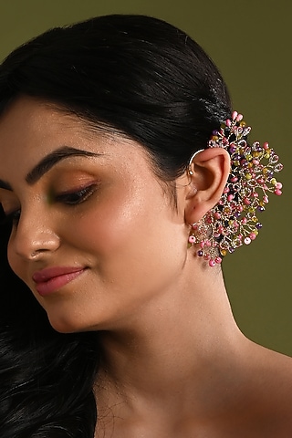 Gold Finish Mother Of Pearl Ear Cuff by House of D'oro