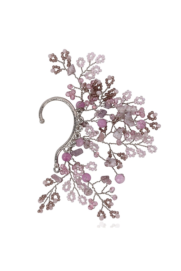 Gold Finish Lilac Beaded Ear Cuff by House of D'oro at Pernia's Pop Up Shop