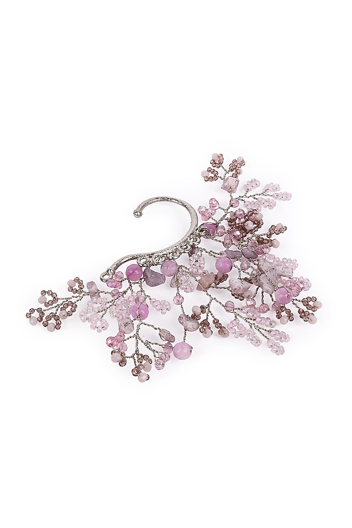 Gold Finish Lilac Beaded Ear Cuff by House of D'oro at Pernia's Pop Up Shop