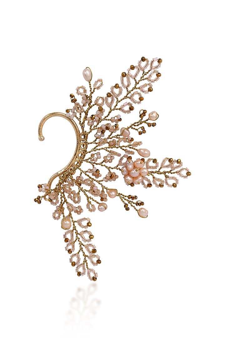Gold Finish Freshwater Pearl Ear Cuff by House of D'oro at Pernia's Pop Up Shop