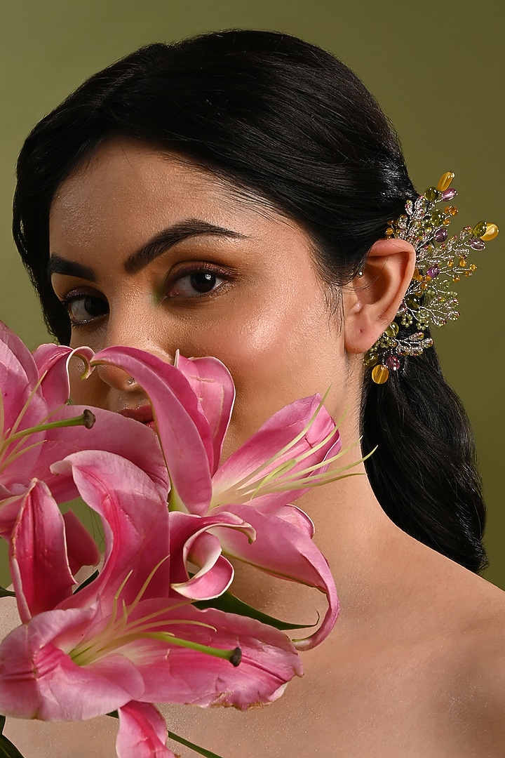 Gold Finish Multi-Colored Stone Earcuff by House of D'oro at Pernia's Pop Up Shop