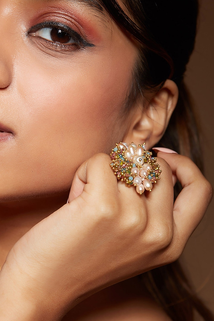 Gold Finish Shell Pearl Ring by House of D'oro at Pernia's Pop Up Shop