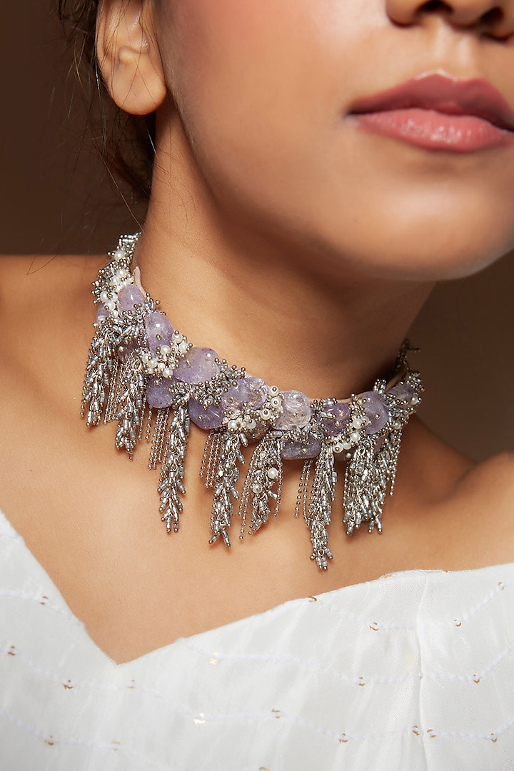 Lilac Stone Choker Necklace by House of D'oro at Pernia's Pop Up Shop