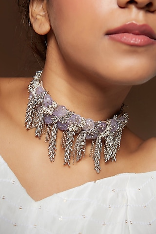 Lilac Stone Choker Necklace by House of D'oro