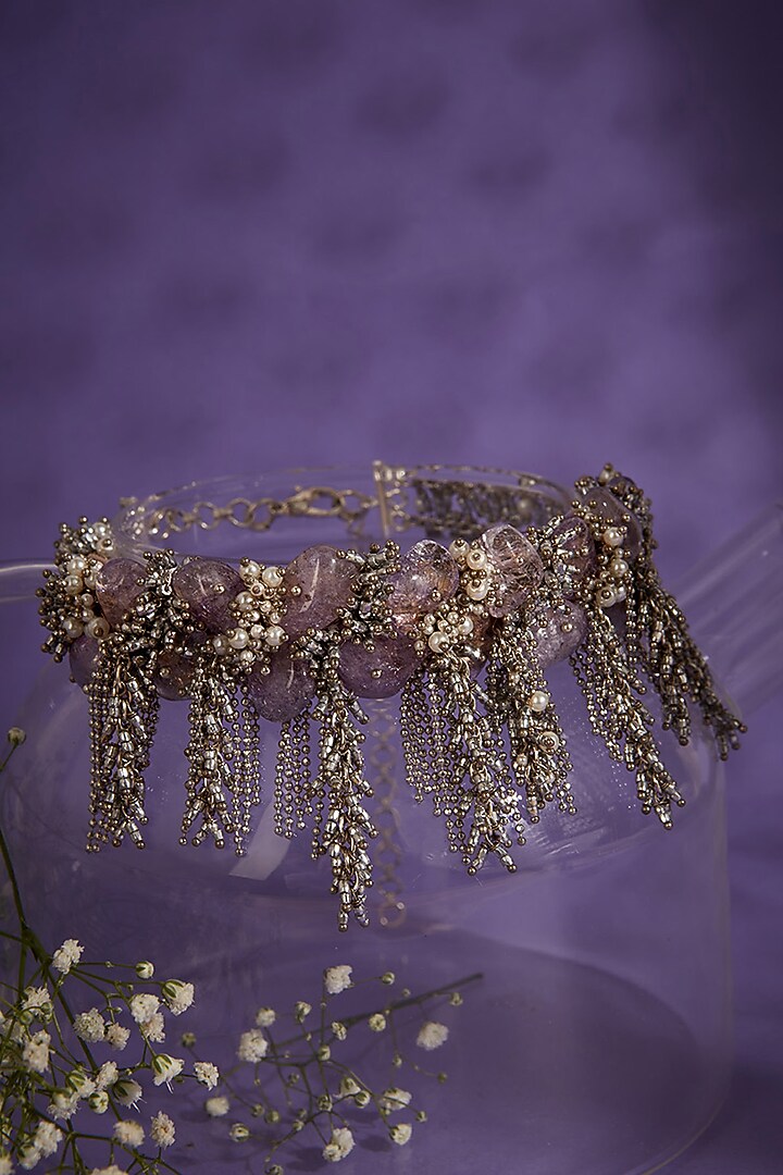 Lilac Stone Choker Necklace by House of D'oro at Pernia's Pop Up Shop