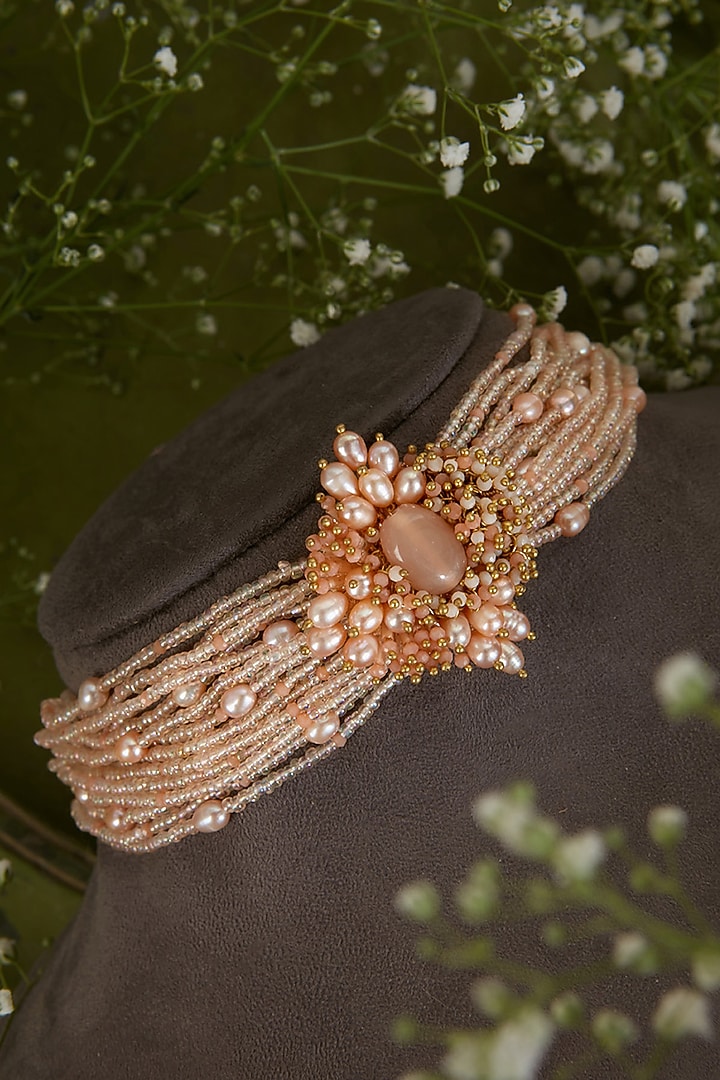 Peach Handmade Necklace by House of D'oro at Pernia's Pop Up Shop