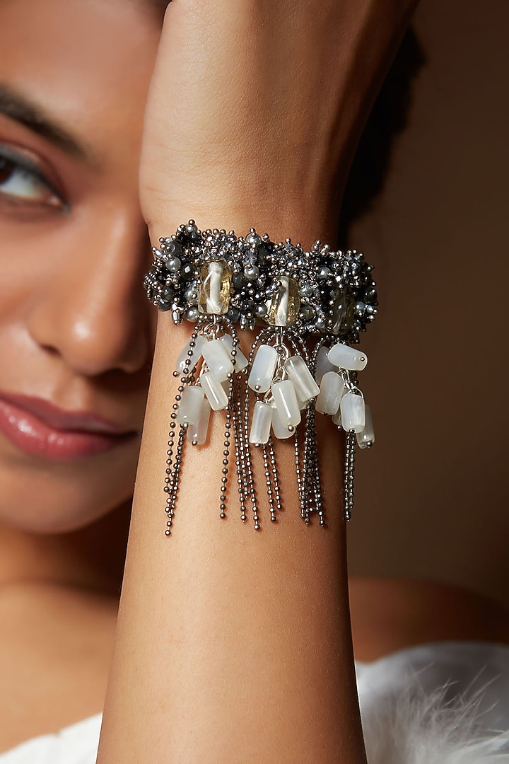 Black & Silver Stone Bracelet by House of D'oro at Pernia's Pop Up Shop