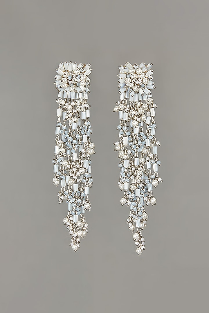 Silver Finish Mother Of Pearl Dangler Earrings by House of D'oro at Pernia's Pop Up Shop