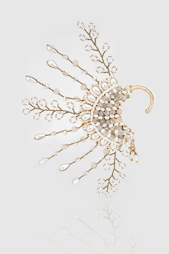 Gold Finish White Pearl Ear Cuff by House of D'oro at Pernia's Pop Up Shop
