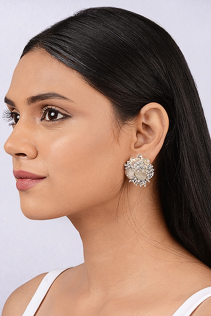 Sky Blue Gemstone Beaded Stud Earrings by House of D'oro at Pernia's Pop Up Shop