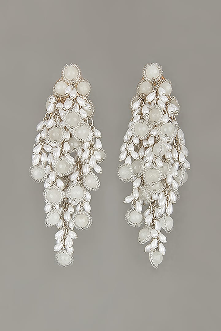 Silver Finish Mother Of Pearl Dangler Earrings by House of D'oro at Pernia's Pop Up Shop