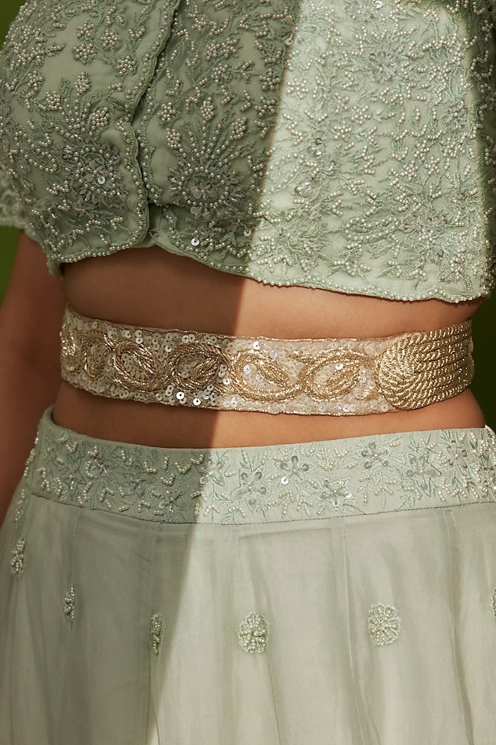 Gold Hand Embroidered Belt by House of D'oro