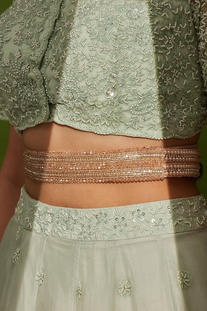 Pink Hand Embroidered Belt by House of D'oro