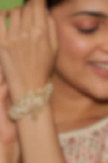 Gold Finish Pearls & Beads Bracelet by House of D'oro at Pernia's Pop Up Shop