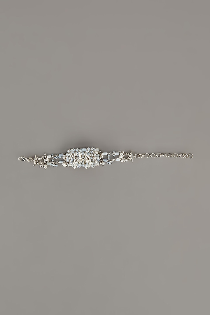White Finish Mother Of Pearl Bracelet by House of D'oro at Pernia's Pop Up Shop