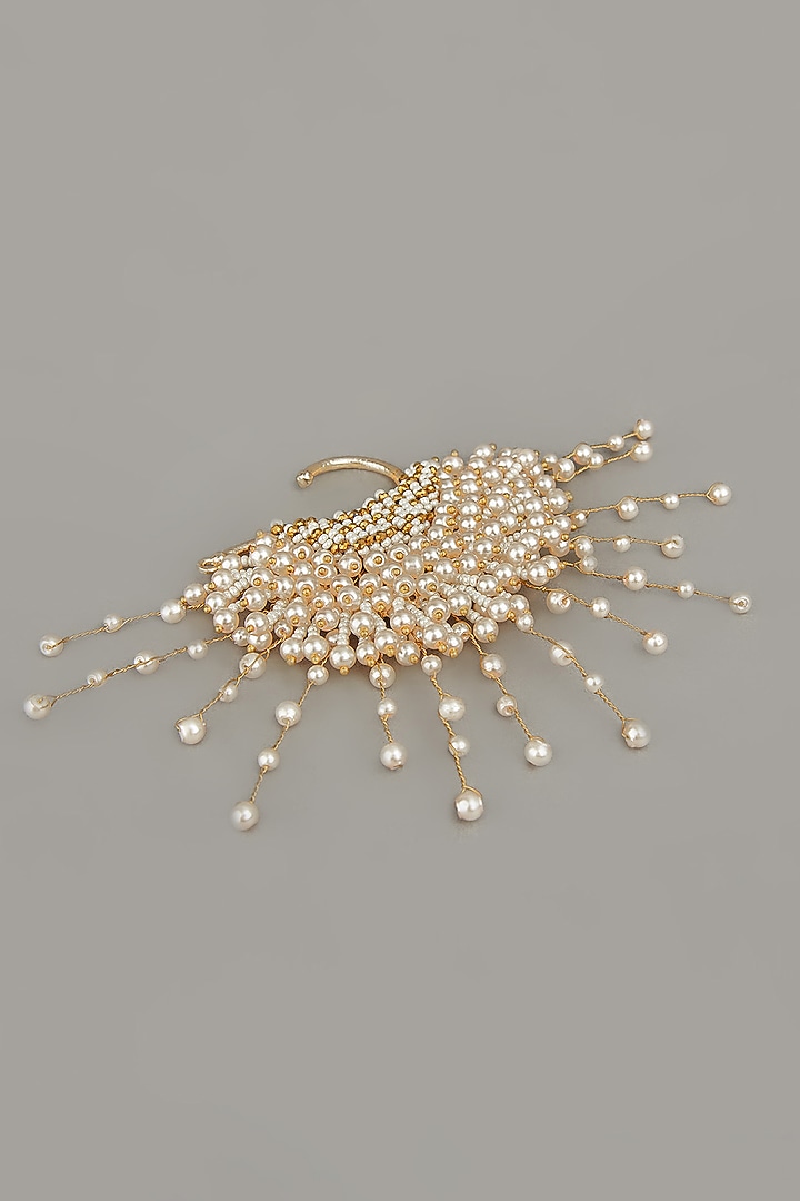Gold Finish Pearls & Beads Ear Cuff by House of D'oro at Pernia's Pop Up Shop
