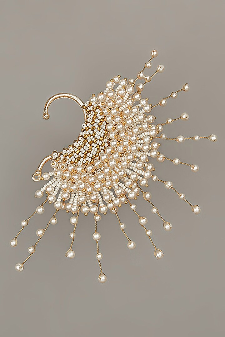 Gold Finish Pearls & Beads Ear Cuff by House of D'oro at Pernia's Pop Up Shop