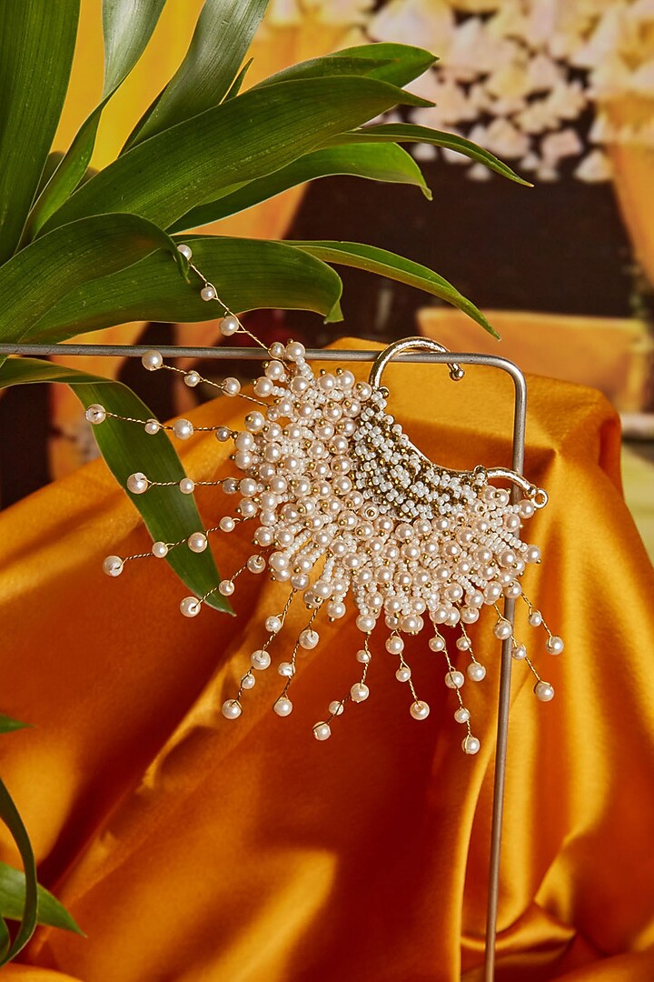 Gold Finish Pearls & Beads Ear Cuff by House of D'oro at Pernia's Pop Up Shop