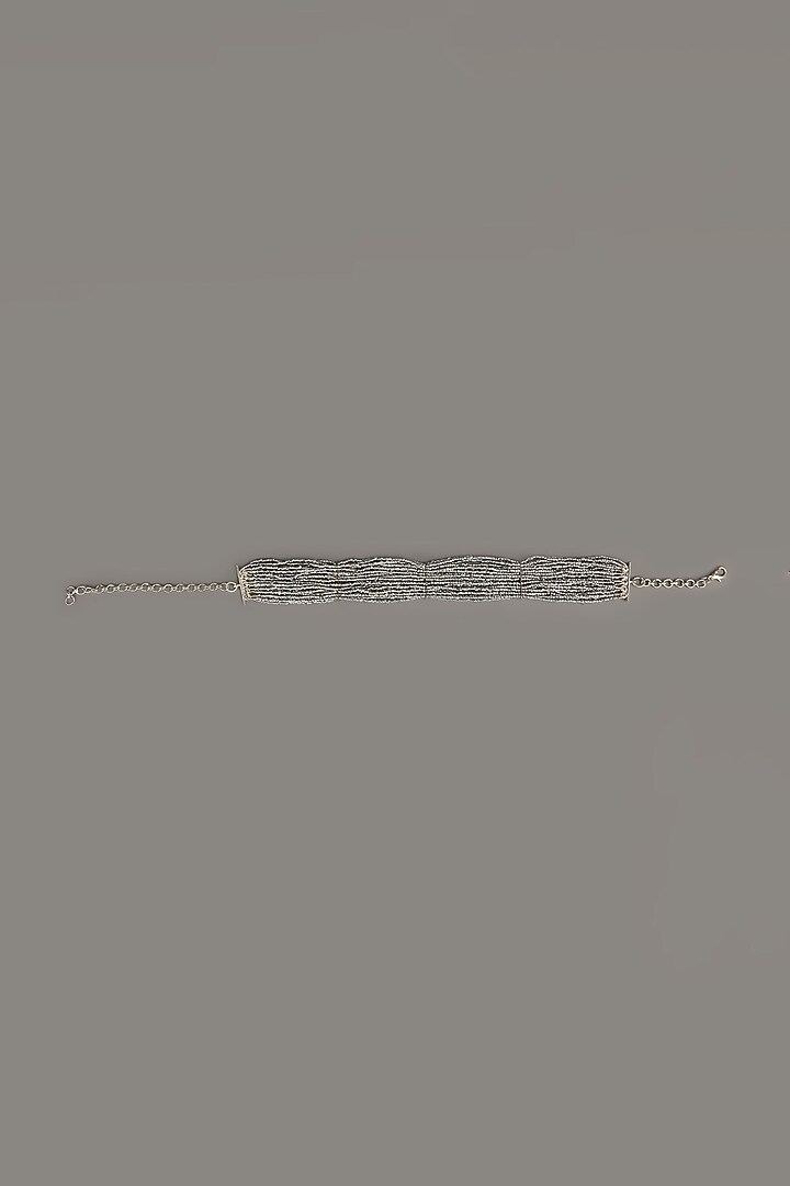 Silver Finish Crystal & Beads Choker Necklace by House of D'oro at Pernia's Pop Up Shop