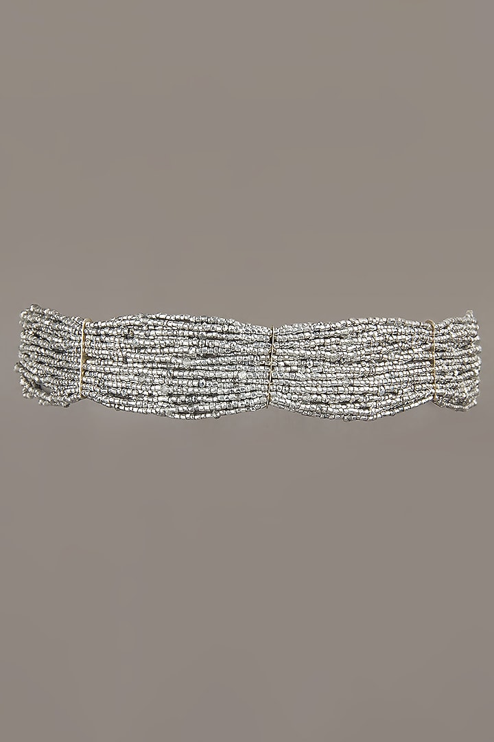 Silver Finish Crystal & Beads Choker Necklace by House of D'oro at Pernia's Pop Up Shop