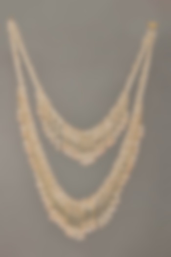Gold Finish Pearls & Beads Layered Necklace by House of D'oro