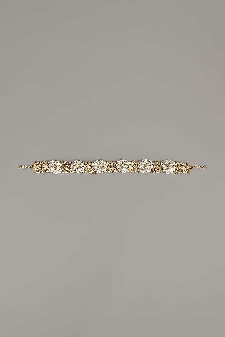 Gold Finish Pearls & Beads Maang Tikka by House of D'oro at Pernia's Pop Up Shop
