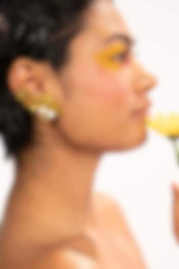 Gold Finish Daffodil Dangler Earrings by House of D'oro at Pernia's Pop Up Shop