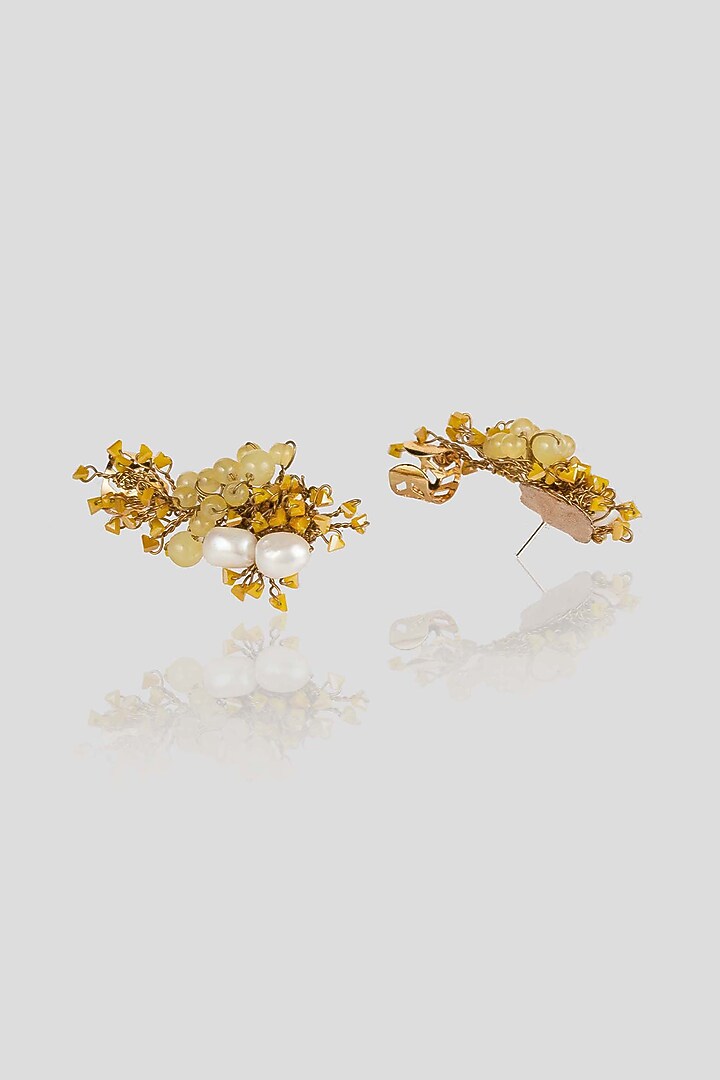 Gold Finish Daffodil Dangler Earrings by House of D'oro at Pernia's Pop Up Shop