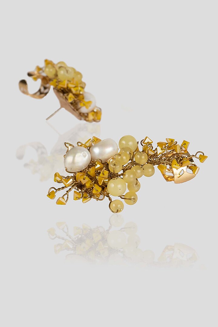 Gold Finish Daffodil Dangler Earrings by House of D'oro at Pernia's Pop Up Shop