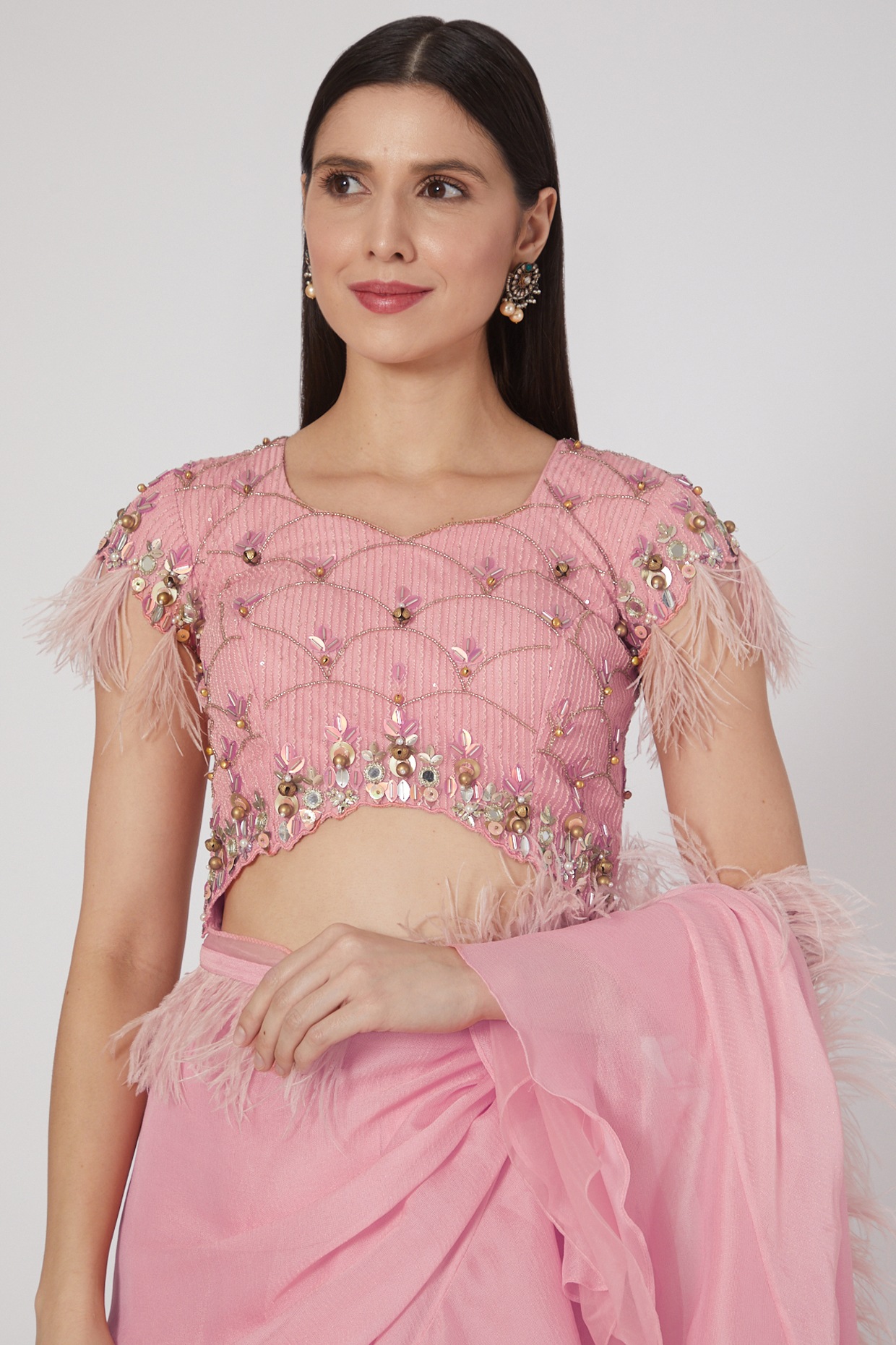 Buy Aafiyah Pearl Pink Lehenga With Blouse And Dupatta by SHEETAL BATRA at  Ogaan Online Shopping Site