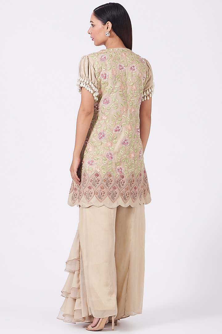Nude Hand Embroidered Jacket Set by Design O Stitch at Pernia's Pop Up Shop