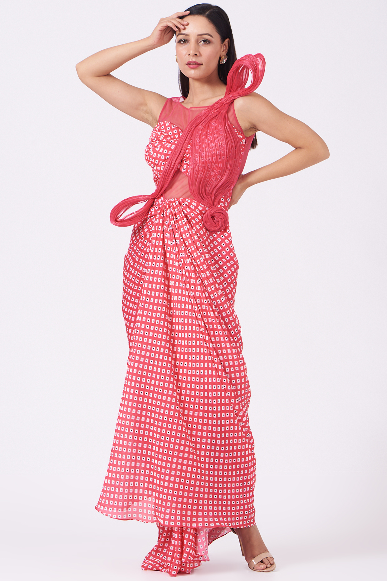 Neon Fuchisa Satin & Net Dress by Design O Stitch