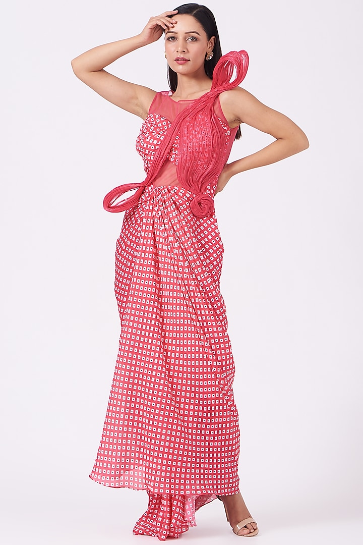 Neon Fuchisa Satin & Net Dress by Design O Stitch