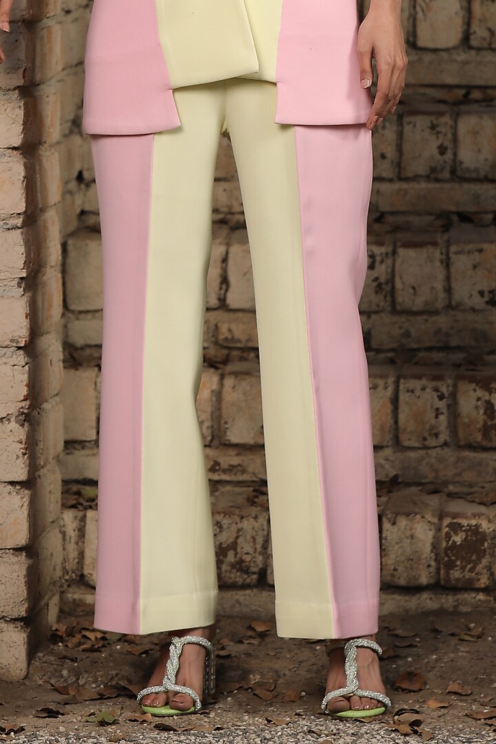 Yellow & Pink Color-Blocked Suiting Blazer Set by Design O Stitch at Pernia's Pop Up Shop