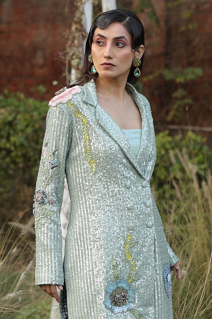 Mint Sequins Blazer Set by Design O Stitch at Pernia's Pop Up Shop
