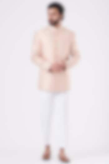 Blush Pink Brocade Bandhgala Jacket Set by Design O Stitch Men