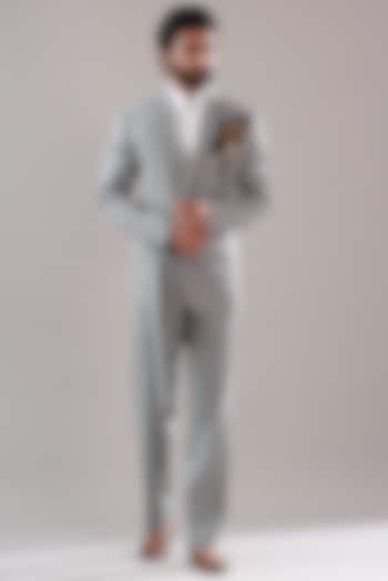 Light Grey Suiting Blazer Set by Design O Stitch Men
