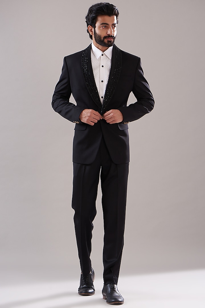 Black Suiting Blazer Set by Design O Stitch Men