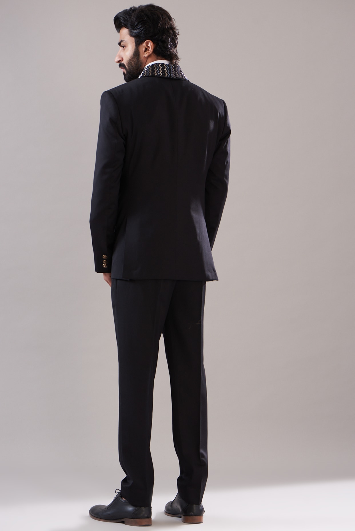 Black Suiting Blazer Set Design by Design O Stitch Men at Pernia's