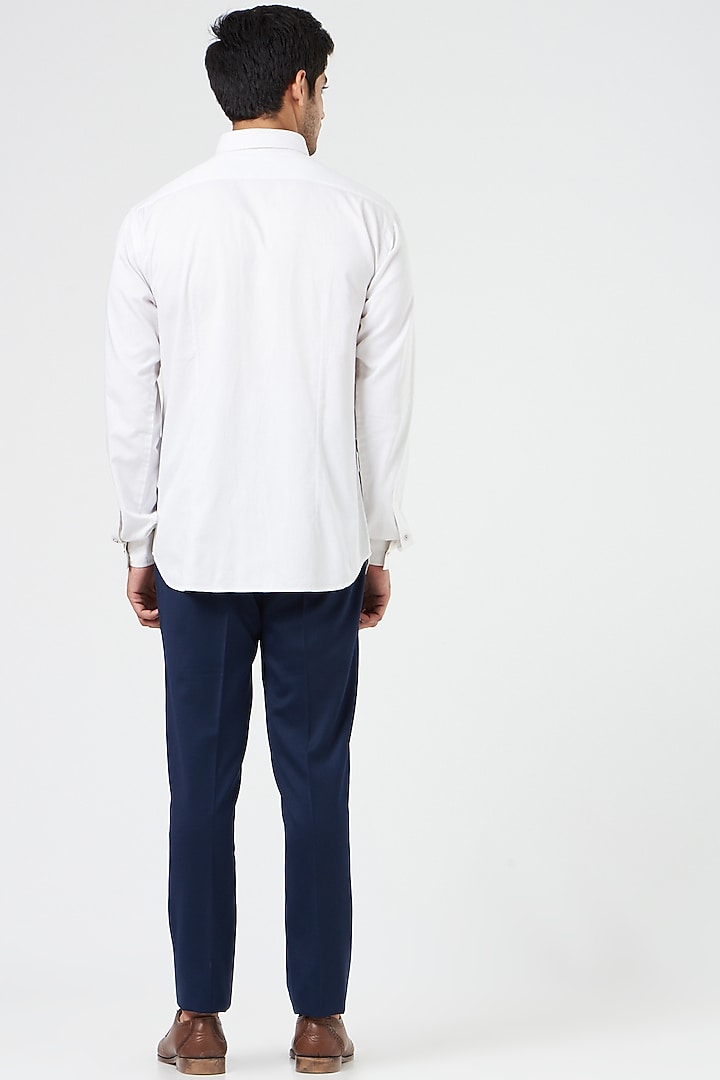 White Cotton Summer Shirt With Zip Detailing by Design O Stitch Men at Pernia's Pop Up Shop